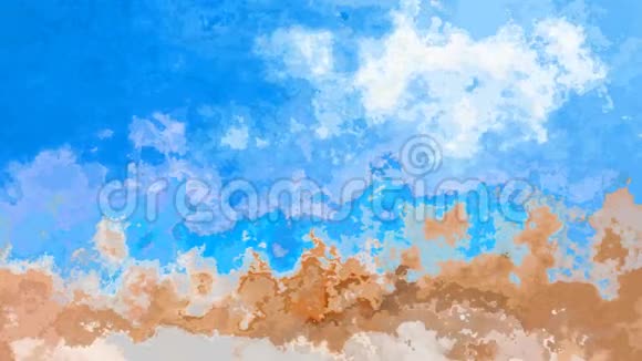 抽象动画彩色背景无缝循环视频蓝天米色沙滩颜色视频的预览图