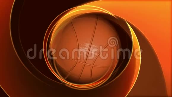 一个在金色抽象背景上旋转的篮球动画视频的预览图