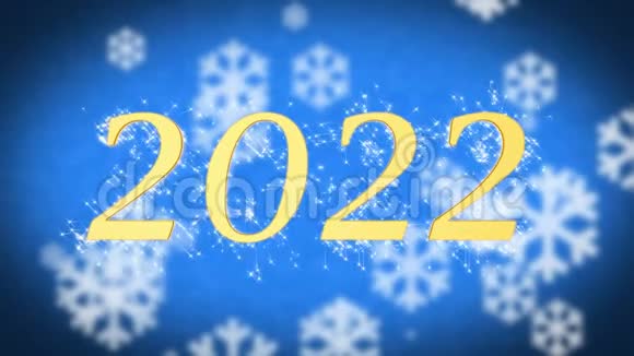 2022年创意新年庆祝信息蓝雪背景屏保视频的预览图