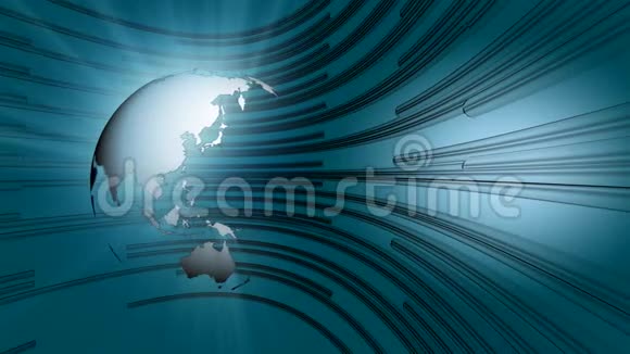 蓝色抽象循环带有地球仪和黑色抽象线视频的预览图