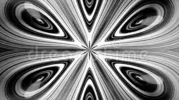 抽象单色对称图案带有星型移动几何图形的装饰性万花筒视频的预览图