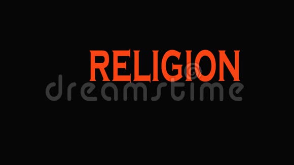 宗教概念词云黑背景上录像动画4K视频的预览图