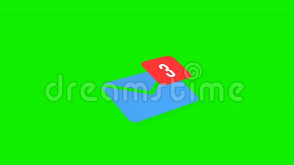 电子邮件信封的动画与自动计数号码在红色圆圈4k绿色屏幕视频的预览图