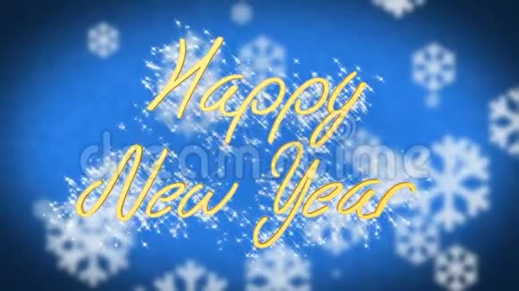 蓝雪背景下的新年贺词视频的预览图