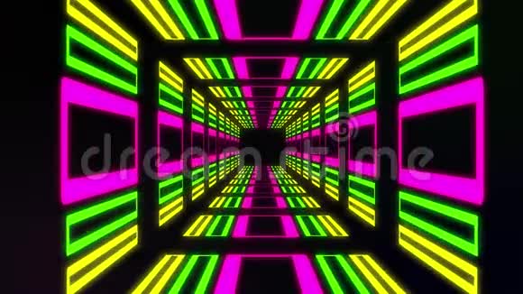 复古霓虹灯隧道黑色视频的预览图
