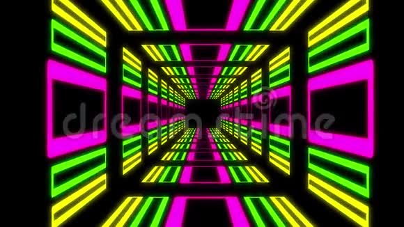 复古霓虹灯隧道黑色视频的预览图