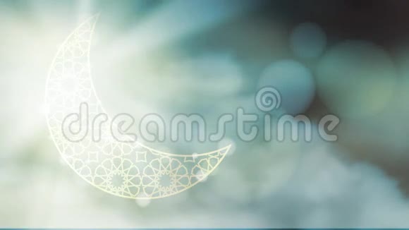 闪烁的观赏月亮与移动的云波克效果高清图像动画为穆斯林节日圣月斋月卡雷姆视频的预览图