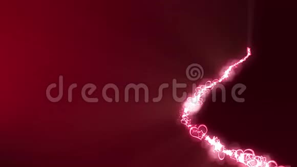 闪耀着明亮的心和星星爱和情人节的概念浪漫之夜红色背景视频的预览图