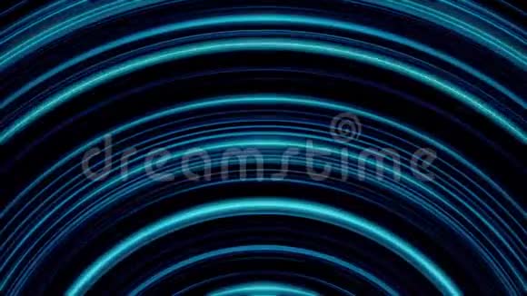抽象圆形霓虹灯线动画黑色背景上的脉冲霓虹灯半圆线摘要背景视频的预览图