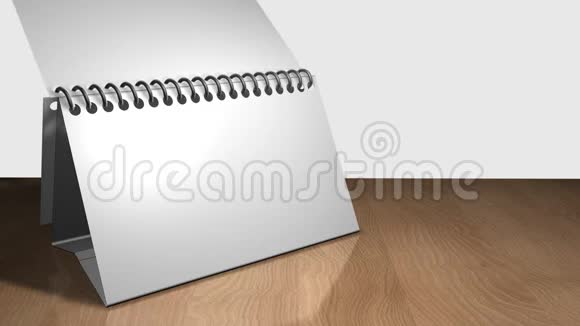 3白色背景的木制桌子上的桌子日历的D动画每张都有一个月视频的预览图