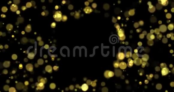 用金色粒子和闪烁的光抽象出金光波克效应豪华p型灯光模糊或眩光覆盖运动视频的预览图