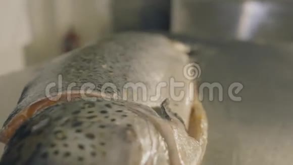 在厨房煮生鲜鱼慢动作视频的预览图