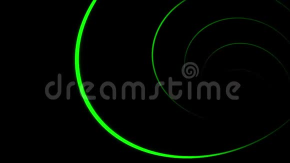 摘要动画无止境的旋转彩色霓虹灯线在黑色背景上螺旋移动动画视频的预览图
