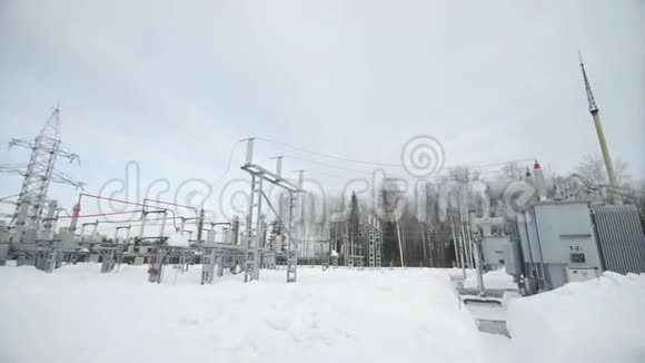 发电厂工业高压变电站电力变压器视频的预览图