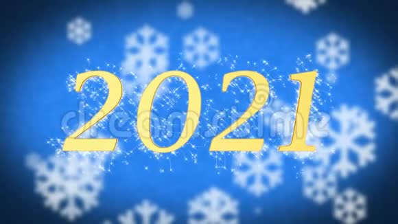 2021年创意新年庆祝信息蓝雪背景屏保视频的预览图