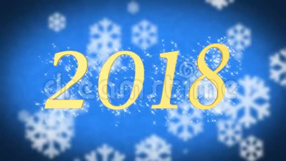 2018年创意新年庆祝信息蓝色雪背景屏幕保护程序视频的预览图