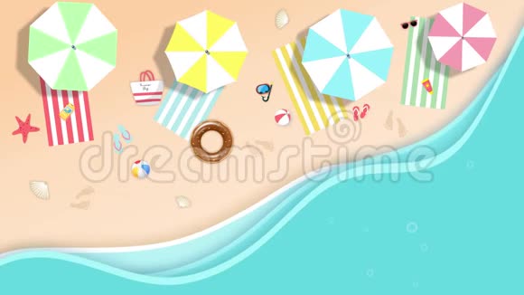 夏季美丽海滩的插图具有复制空间二维和三维动画4K视频视频的预览图