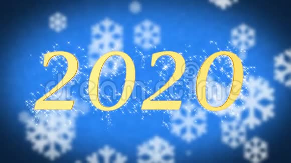 2020年创意新年贺词蓝雪背景屏保视频的预览图