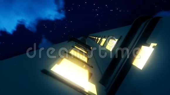现代企业摩天大楼夜空动画环行视频的预览图