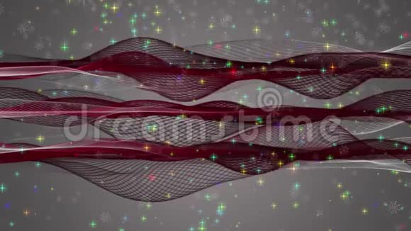 美妙的圣诞动画与移动的波浪雪花星4096x2304环4K视频的预览图
