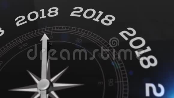 指南针与文字2019年新年概念视频为好的方向蓝色闪亮的背景视频的预览图