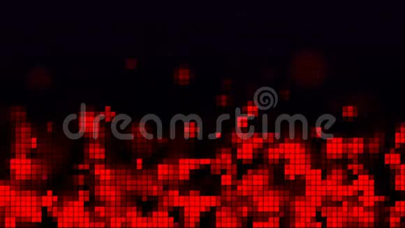 带有红色上升气泡和方形碎片的马赛克计算机生成背景渲染视频的预览图