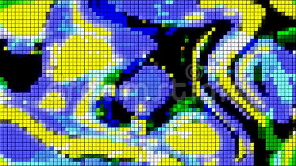 马赛克小彩色方块流动的形式计算机生成的抽象背景三维渲染视频的预览图