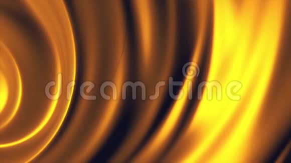 抽象的柔软的弯曲的宽线在金色发光的无缝的循环中以一个圆圈移动为了抽象橙色视频的预览图