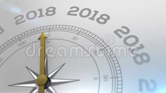 指南针与文字2019年新年概念视频为好的方向白色闪亮的背景视频的预览图