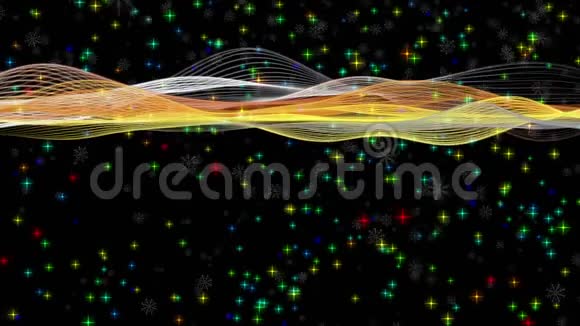 美妙的圣诞动画与移动的波浪雪花星4096x2304环4K视频的预览图
