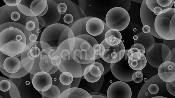 白色和灰色无缝上升气泡漂浮和缓慢移动循环粒子气泡动画黑色背景视频的预览图