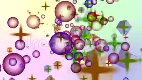 4K动画3D圆圈恒星和立方体在梯度背景下视频的预览图
