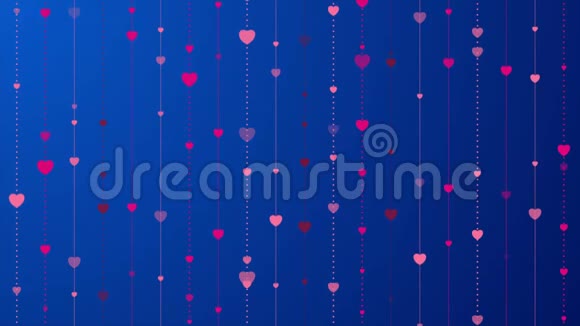 深蓝色背景视频动画中的粉红心视频的预览图