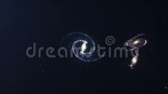深空的螺旋星系深空探索概念空间旅行空间背景3D动动画视频的预览图