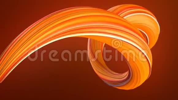 橙色的扭曲形状计算机生成的抽象几何三维渲染循环动画4K超高清分辨率视频的预览图