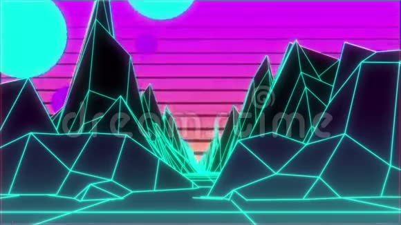 复古80的霓虹景观动画背景视频的预览图