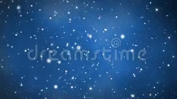 圣诞节背景发光的雪粒蓝色背景视频的预览图