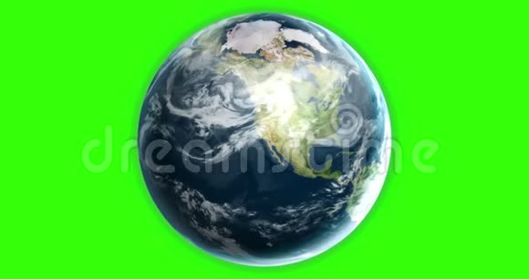 地球上的色度键绿色屏幕背景放大空中飞行环游世界度假理念高速视频的预览图