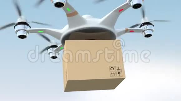 无人机将纸板包裹送到订单的家视频的预览图
