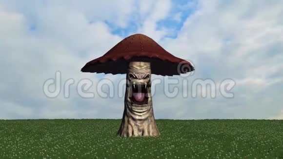 愤怒的棕色大蘑菇死在草地上视频的预览图