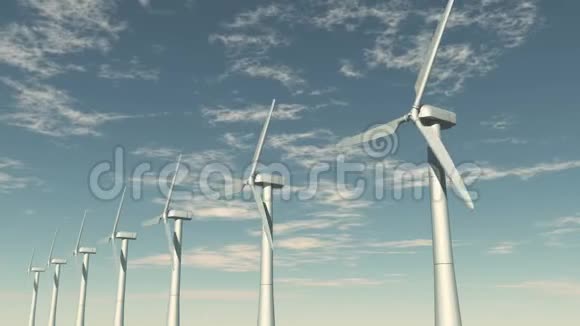风力涡轮机清洁绿色风能新动力延时云视频的预览图