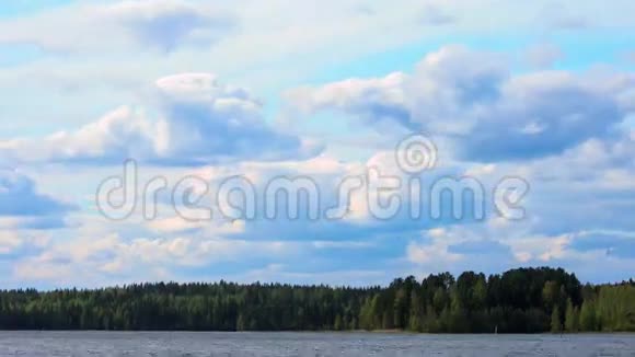 森林湖上空的云视频的预览图
