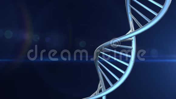 带有遗传密码和抽象几何的未来旋转白DNA链3D动画循环视频的预览图