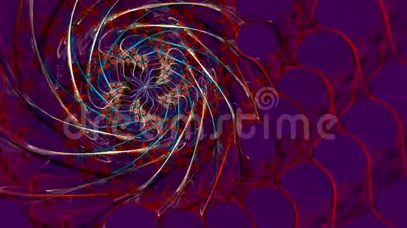 分形背景与抽象的滚动弯曲螺旋形状高详细回路视频的预览图