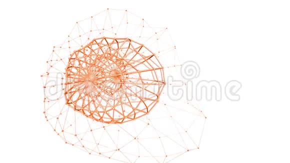 抽象橙色挥动三维网格或网格的脉动几何物体用作抽象技术背景橙色视频的预览图