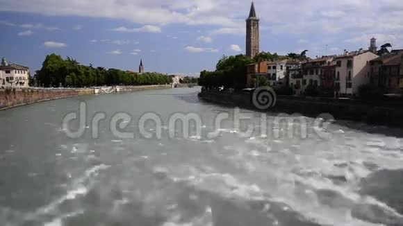 意大利维罗纳阿迪格河的时间推移视频的预览图