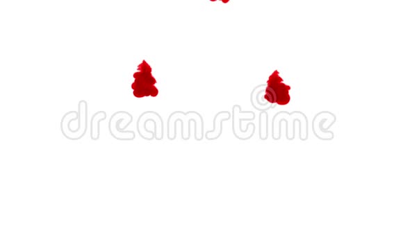 红墨水在白色背景上溶解在水中用Luma哑光计算机仿真的三维渲染三股墨水视频的预览图