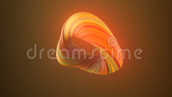 橙色的扭曲形状计算机生成的抽象几何三维渲染循环动画4K超高清分辨率视频的预览图