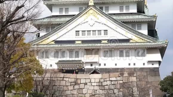 日本大阪城堡地标景观视频的预览图