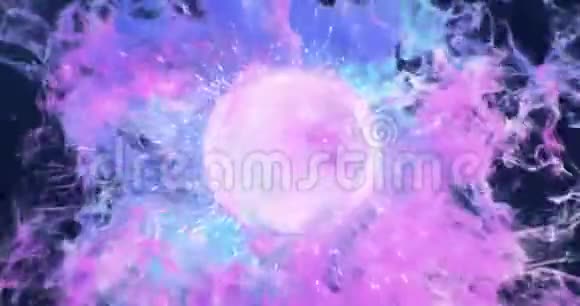 运动背景VJ环镜头球紫粉颗粒4k视频的预览图